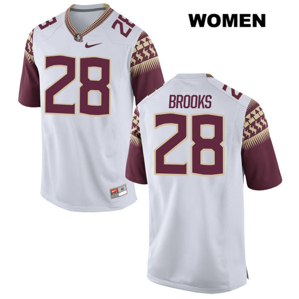 Women's NCAA Nike Florida State Seminoles #28 Decalon Brooks College White Stitched Authentic Football Jersey JZA0169ND